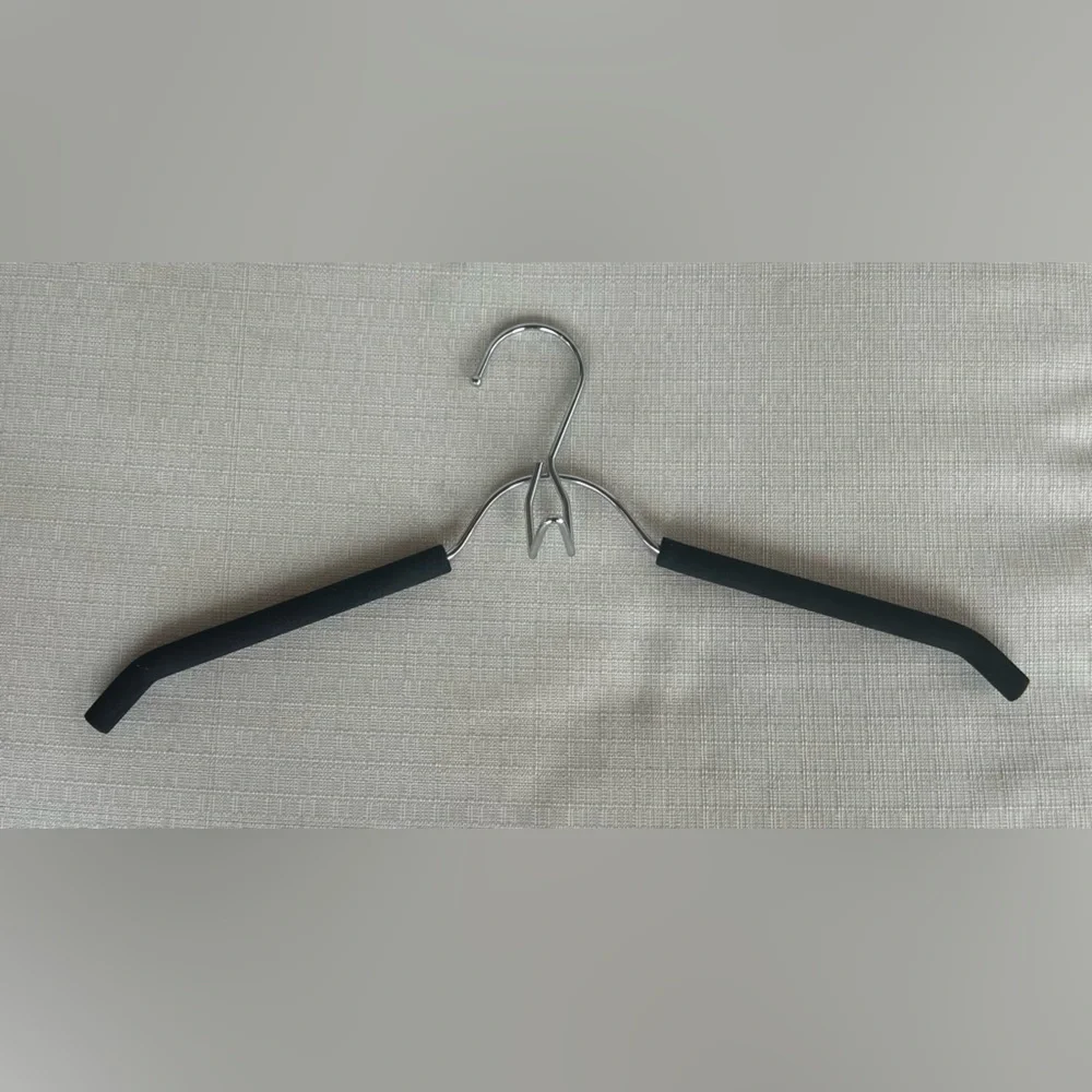 Set of 15 Black Foam and Silver Non-Slip Hangers
